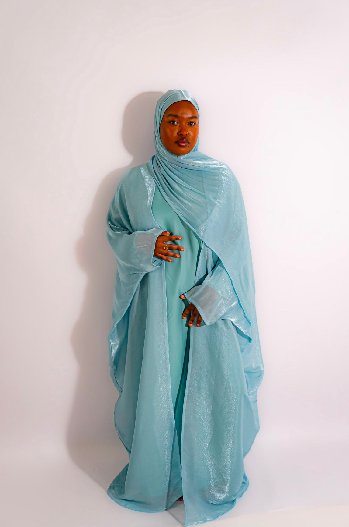 Abaya Dubaï - bleu ciel brillant