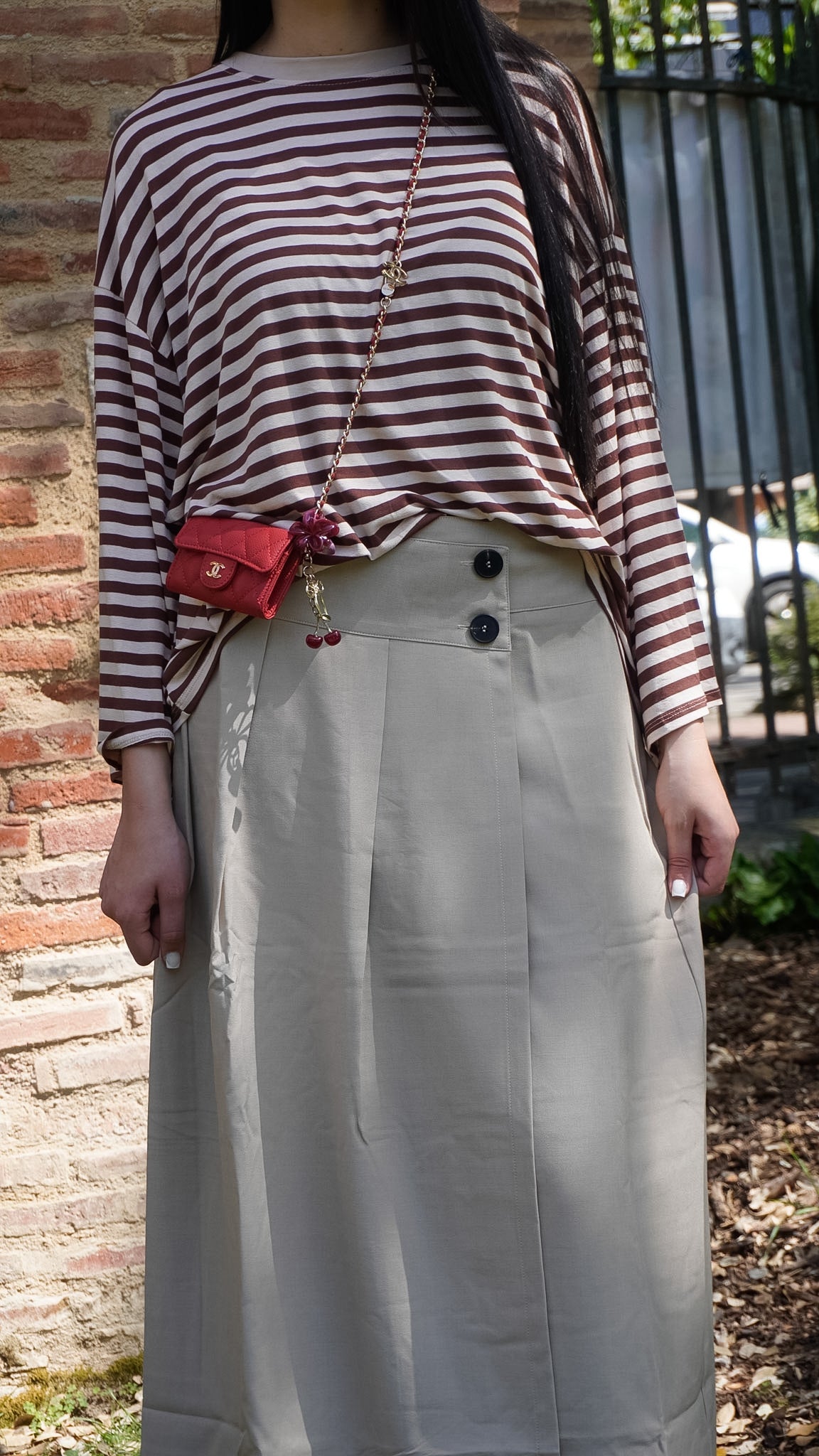 Jupe portefeuille beige