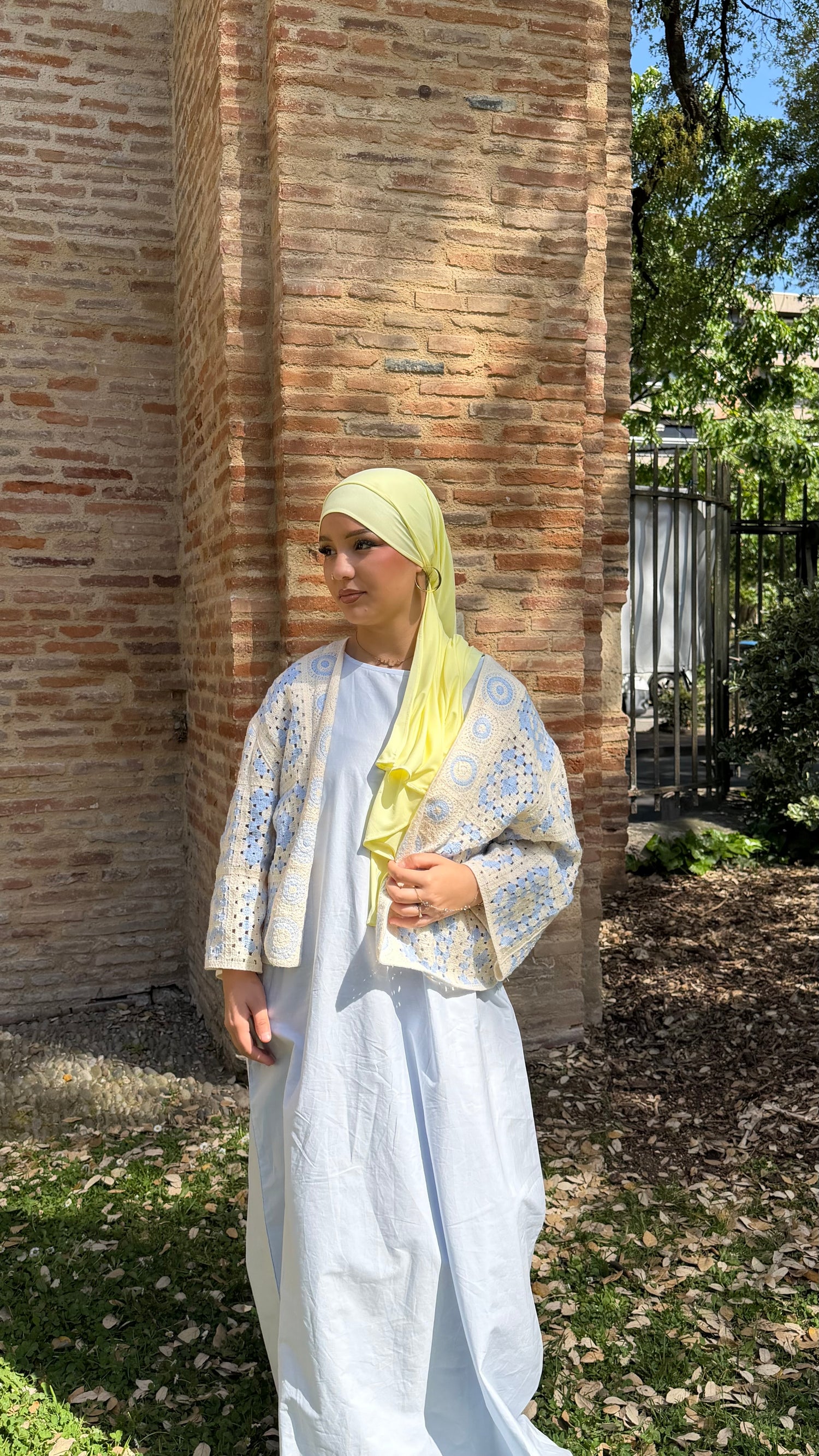 Ensemble robe avec gilet en maille bleu ciel