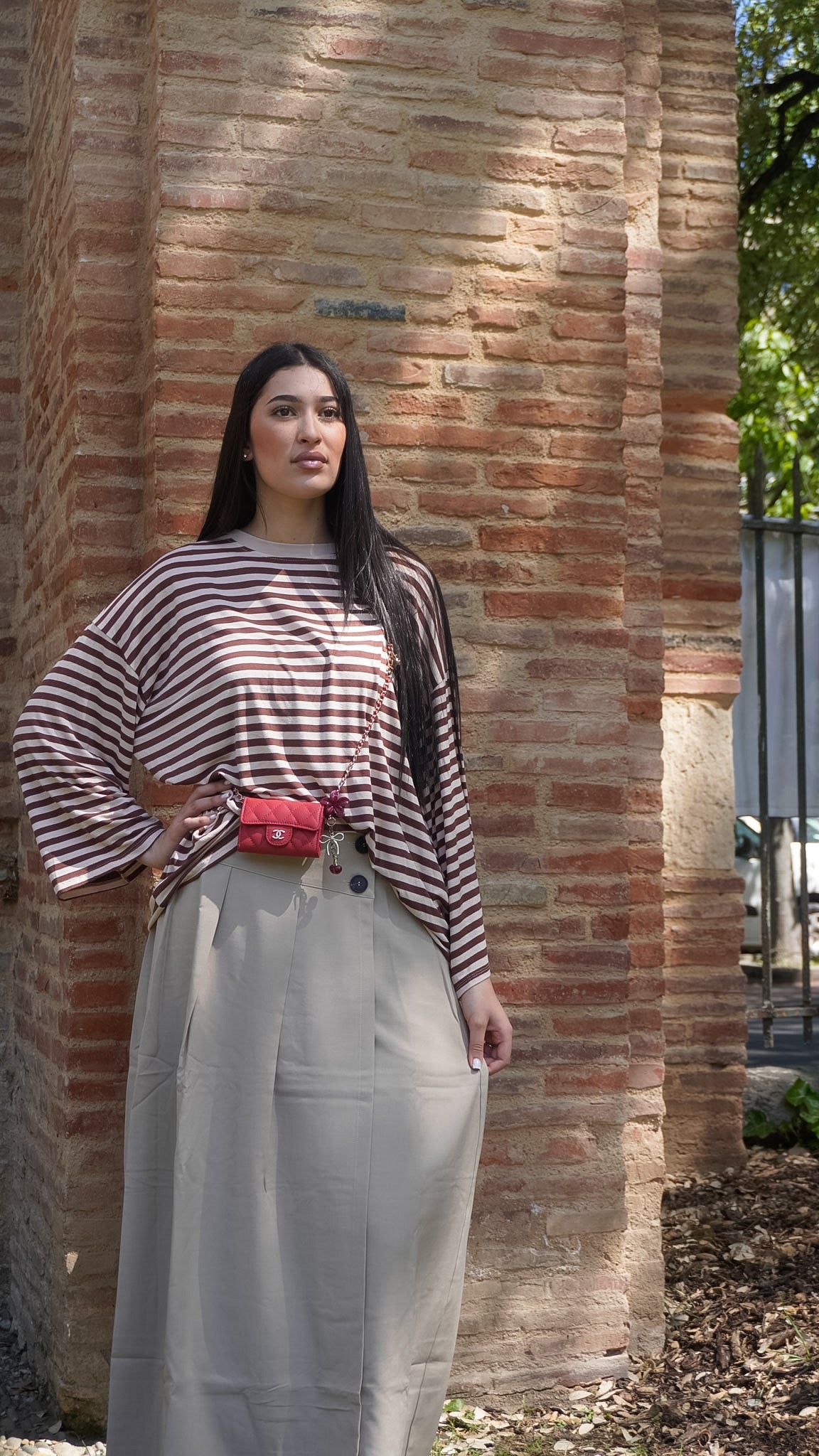 Jupe portefeuille beige