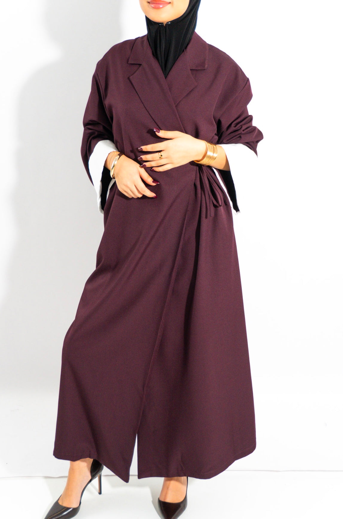 Robe Kimono Chic – bordeaux & Blanc