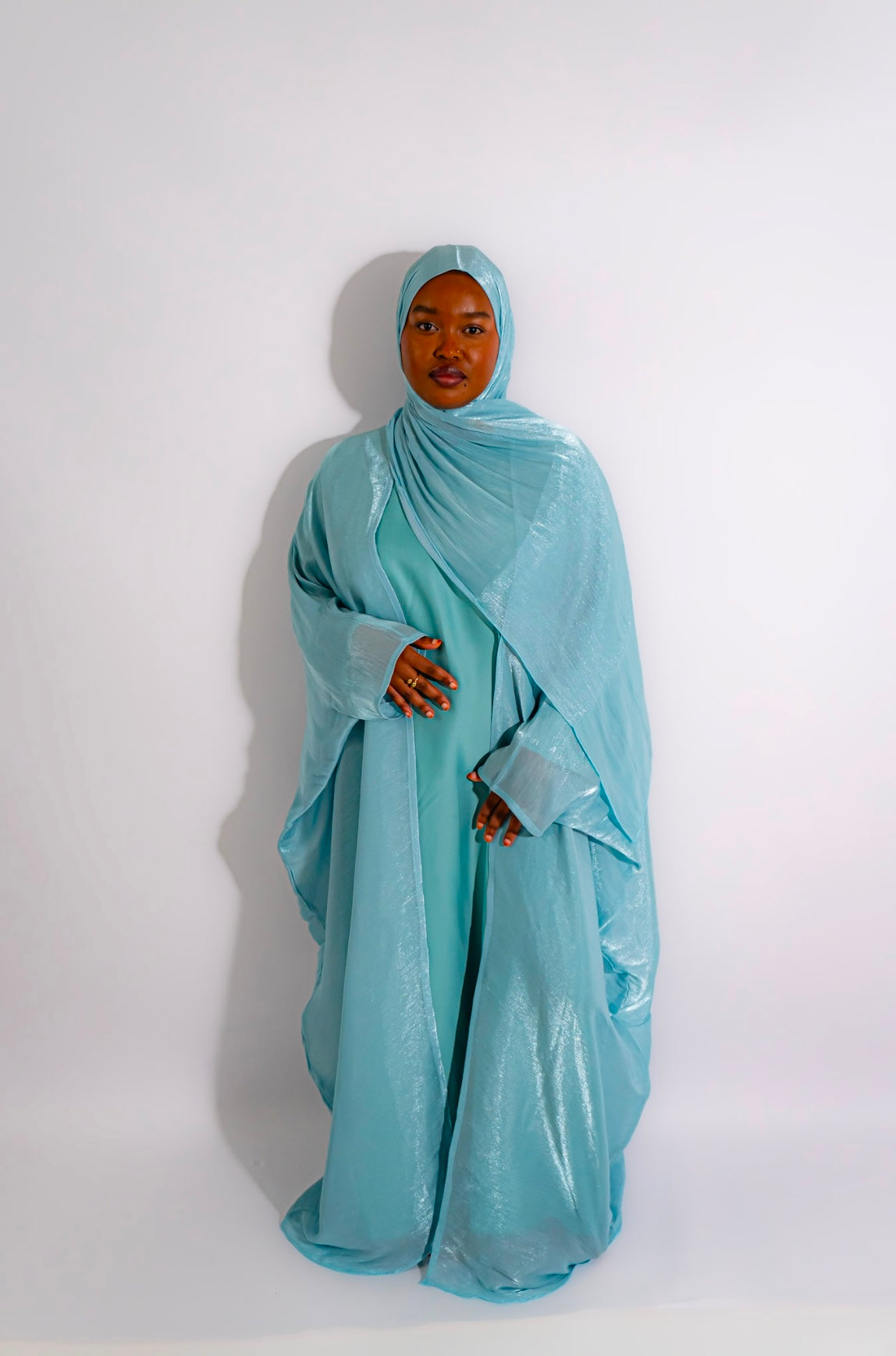 Abaya Dubaï - bleu ciel brillant